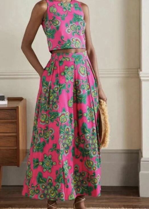 Boden Other - Boden Scarlett Floral Skirt Set Tank and Pleated Skirt - Size 10 - Excellent